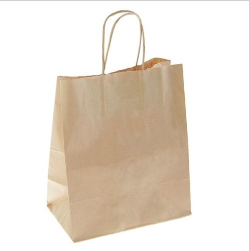 Пакет крафт без печати, круглая ручка