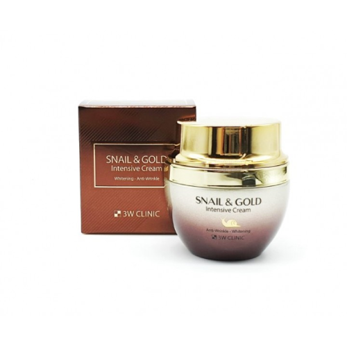 3W Clinic Крем для лица с муцином улитки и коллоидным золотом Snail & Gold Intensive Cream, 50г