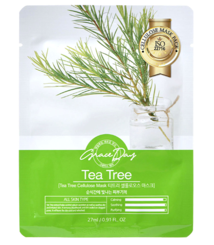 Grace Day Маска тканевая с экстрактом чайного дерева Tea Tree Cellulose Mask, 27мл