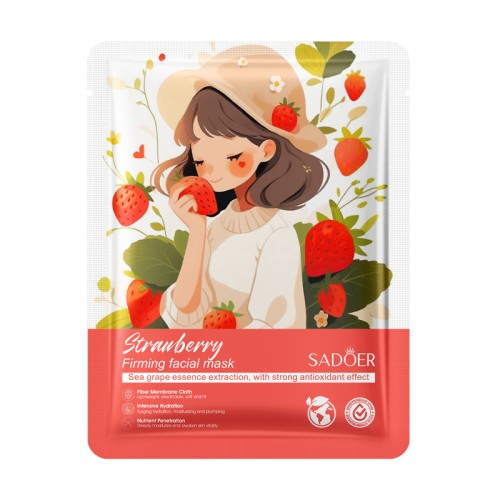 Sadoer Тканевая маска для лица с экстрактом клубники Strawberry Firming Facial Mask, 25мл