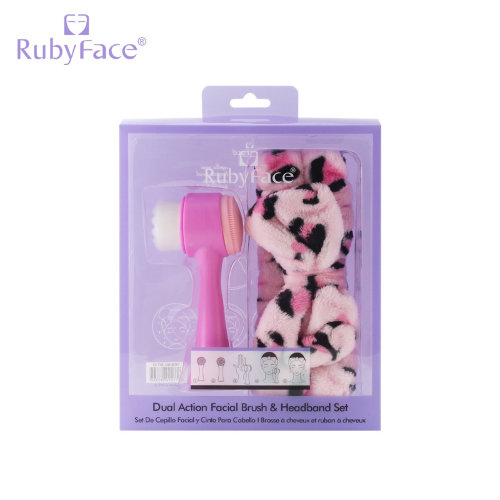 Ruby Face Набор повязка на голову и очищающая щетка для лица Dual Action Facial Brush & Headband Set