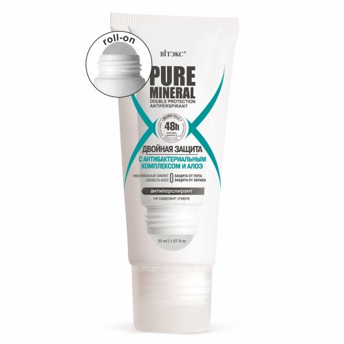 Vitex Женский антиперспирант Двойная защита с антибактериальным комплексом и алоэ Pure Mineral, 50мл