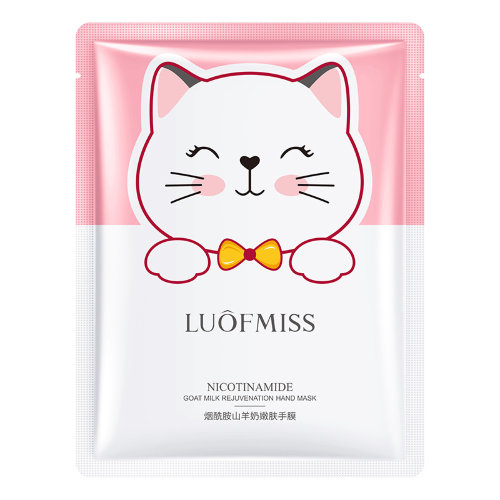 Luofmiss Тканевая маска-перчатки для рук с никотинамидом Nicotinamide Goat Milk Rejuvenation Hand Mask, 35г
