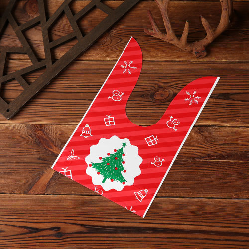 Пакет подарочный "Рождественская ёлка" красный 13.8*22*3см