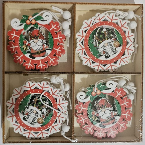 Evazia Набор деревянных елочных игрушек, снежинка/шарик, 12 в 1, 1шт