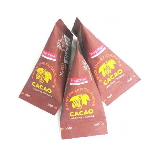 Purederm Скраб для лица с коричневым сахаром Black Sugar Facial Scrub Cacao, 20г
