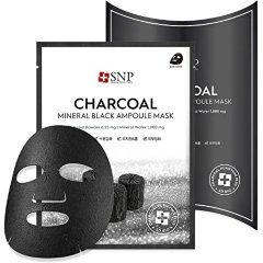 SNP Набор увлажняющих тканевых масок для лица с древесным углем Charcoal Mineral Black Ampoule Mask, 25мл*10шт