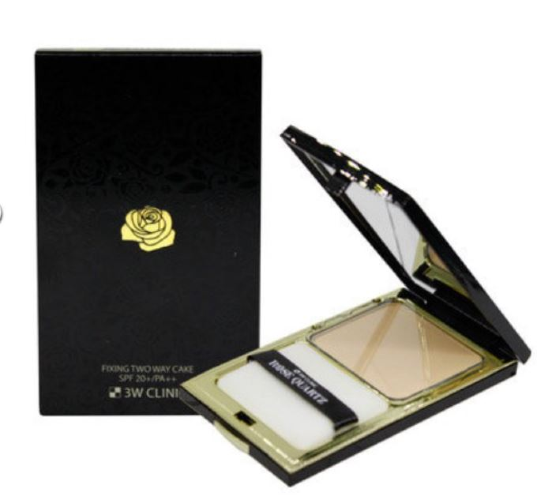 3W Clinic Пудра двойного действия №23 Rose Quartz Fixing Two Way Cake SPF 20+ PA++ №23 Light Beige, 11г