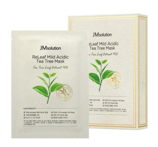 JMsolution Тканевая маска для лица противовоспалительная с чайным деревом Releaf Mild Acidic Tea Tree Mask, 30мл*10шт