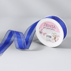 Лента декоративная, капрон-атлас 25мм 18±1м, цвет синий