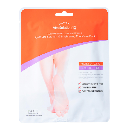 Jigott Маска-носочки для ног Vita Solution 12 Brightening Foot Care Pack, 10мл*2шт