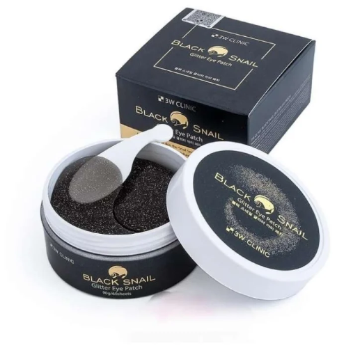 3W Clinic Гидрогелевые патчи для кожи вокруг глаз с муцином чёрной улитки Black Snail Glitter Eye Patch, 60шт