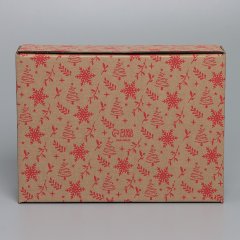Коробка сборная «С новым годом» бурый 27см*21см*9см, 1шт
